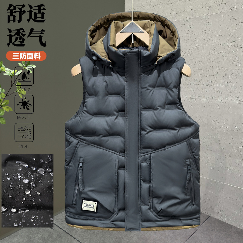2025 Foreign Trade European Station Men's Loose Large Size Plus Size Warm Men's Winter Sleeveless Jacket Vest