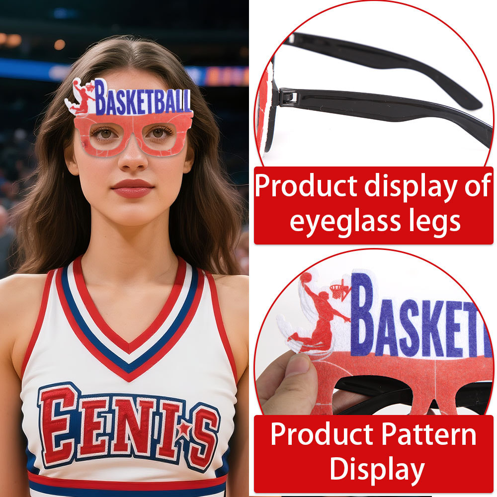 Nuevas gafas de fiesta con tema de baloncesto Juegos de juegos de baloncesto Decoración de juegos de baloncesto Aficionados animando Marco de gafas fotográficas