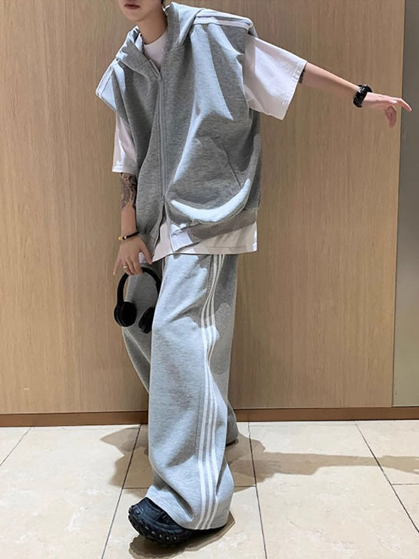 Men's high-end wear suit American shoulder-padded vest sleeveless sweater casual sports spring wear with a complete set Men's high-end wear suit American shoulder-padded vest sleeveless sweater casual sports spring wear with a complete set