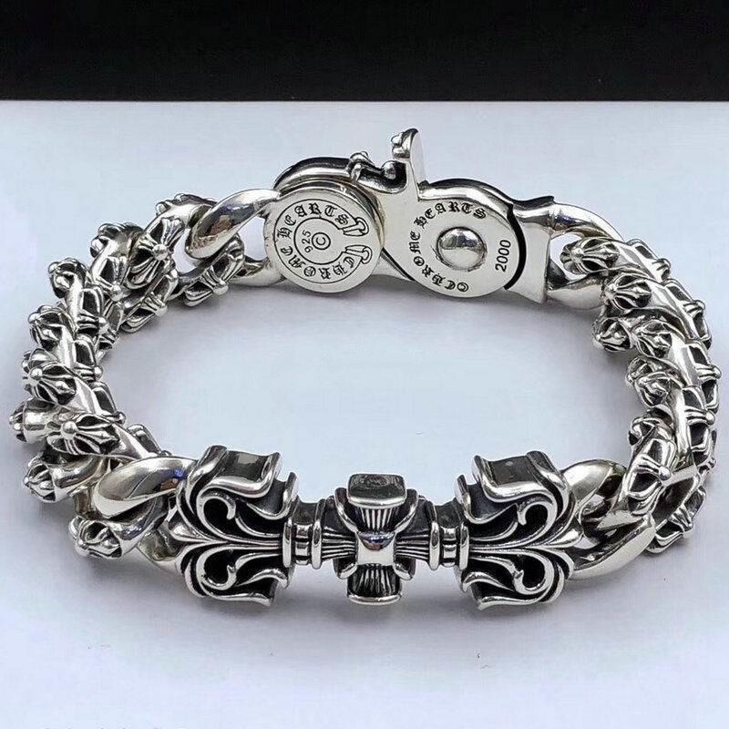 Chaoxuan Crow Heart Hip Hop Personalized Punk Cross Vine Flower Round Buckle Bracelet Domineering Fashion Men's Bracelet Accessories Chaoxuan Crow Heart Hip Hop Personalized Punk Cross Vine Flower Round Buckle Bracelet Domineering Fashion Men's Bracelet Accessories