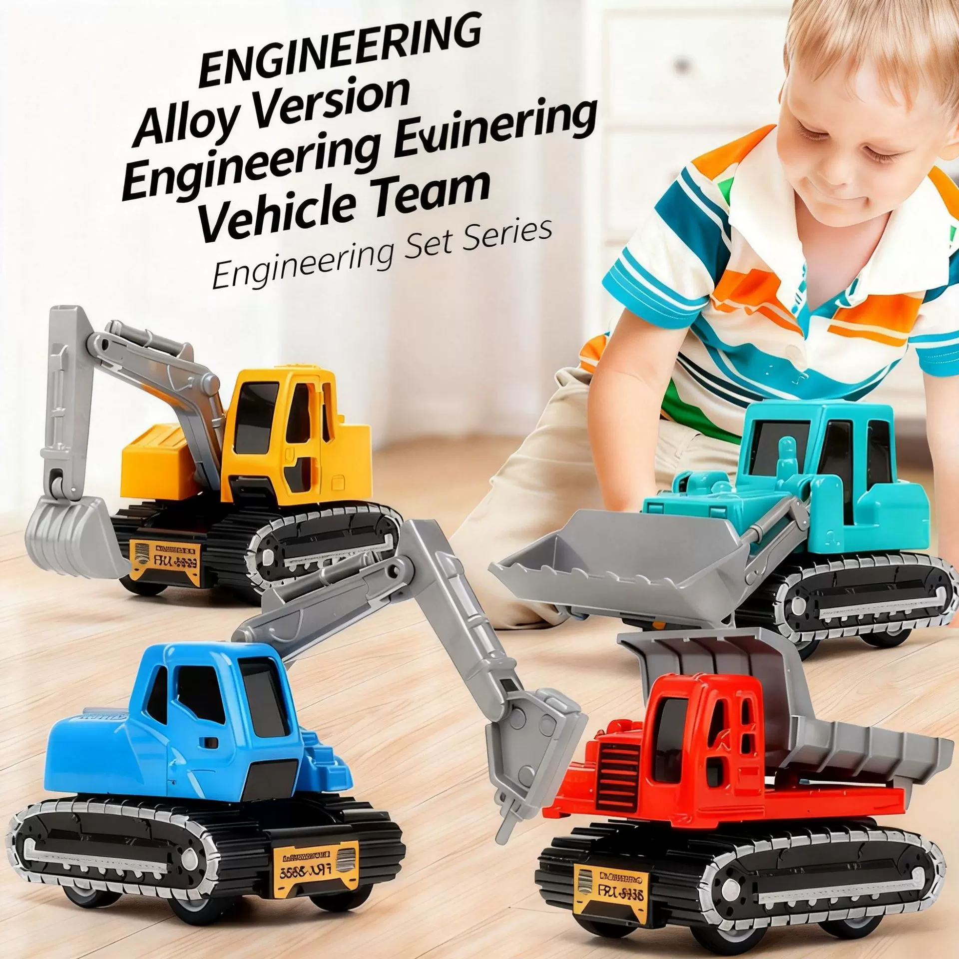 跨境合金工程车赛车回力1:64小汽车模型摆件收纳盒男女儿童玩具