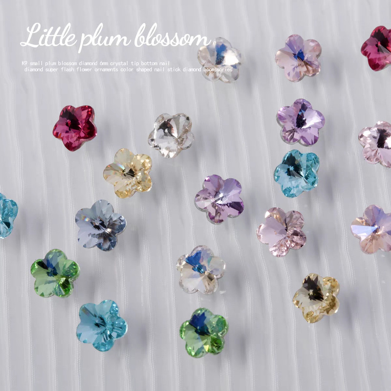 Manicure Plum Blossom Tip Bottom Diamond Super Flash Internet Celebrity Nail Diamond Decoration Crystal Purple Light Pink Champagne Flower Special-shaped Diamond