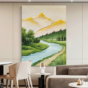 Hand-painted oil painting Rizhao Jinshan porch landscape landscape texture painting living room decorative painting abstract porch hanging painting