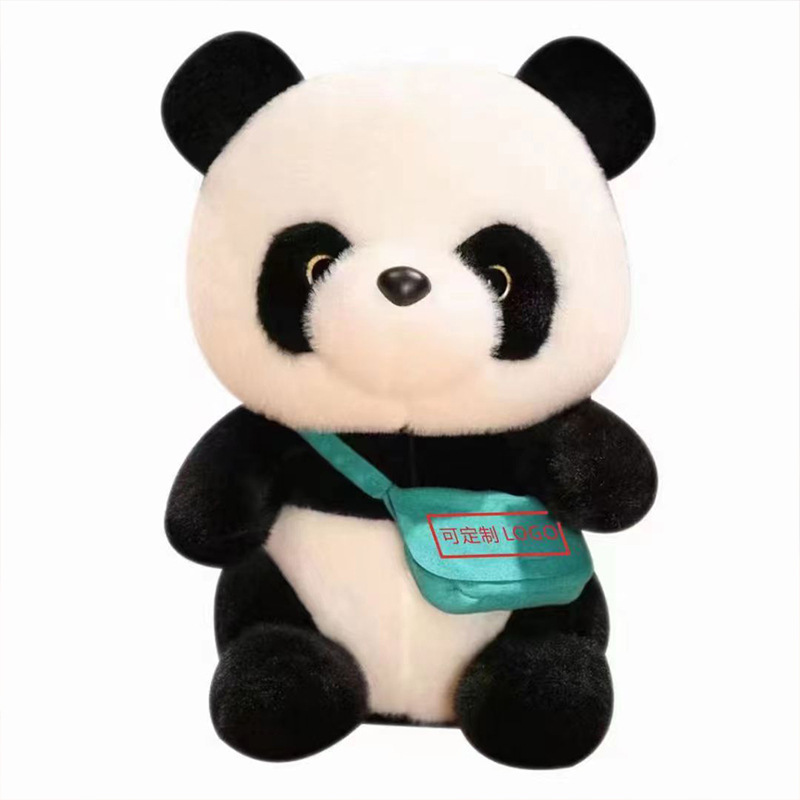귀여운 귀여운 팬더 인형 봉제 장난감 배낭 팬더 인형 동물원 기념품 선물 도매 로고