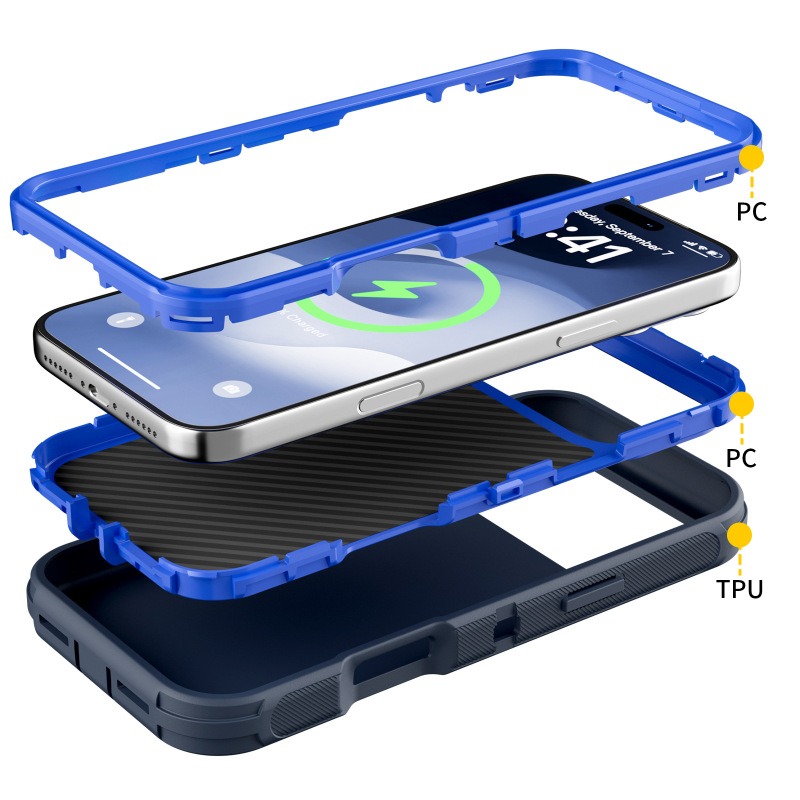 iPhone17ProMax 3-in-1 ロボット携帯電話ケース Apple 保護カバー 3-in-1 携帯電話ケースに適した国境を越えた|undefined