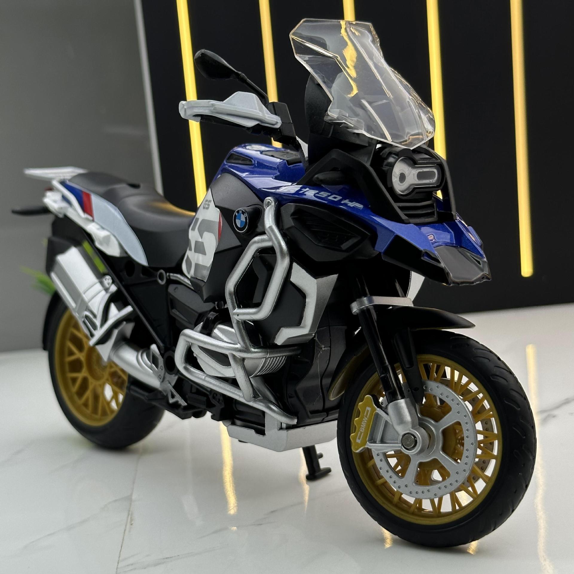Modelo de coche de aleación caipo 1 a 12 BMW R1250GS motocicleta deslizante cinturón libre de sonido y luz modelo de coche de juguete adornos