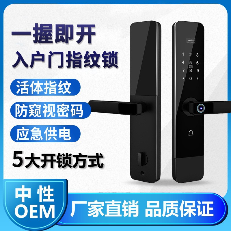 指纹密码刷卡钥匙家用防盗门锁入户公寓锁door lock