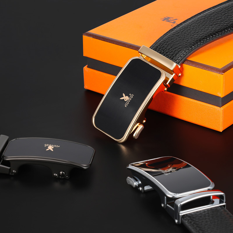 Men's belt alloy automatic buckle belt trendy business versatile pants belt young and middle-aged simple casual belt