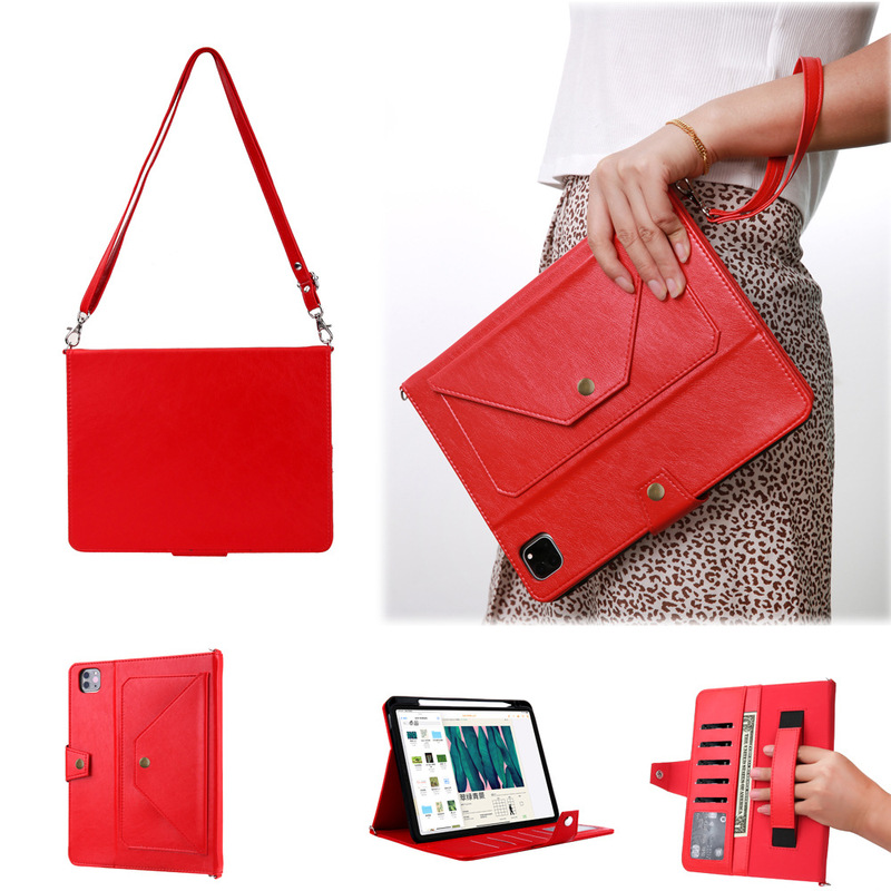 Strap Shoulder Bag for iPad Pro 2021 Pen Slot Flat Cover Hand Rope Hand Holder Card Air4 Protective Cover