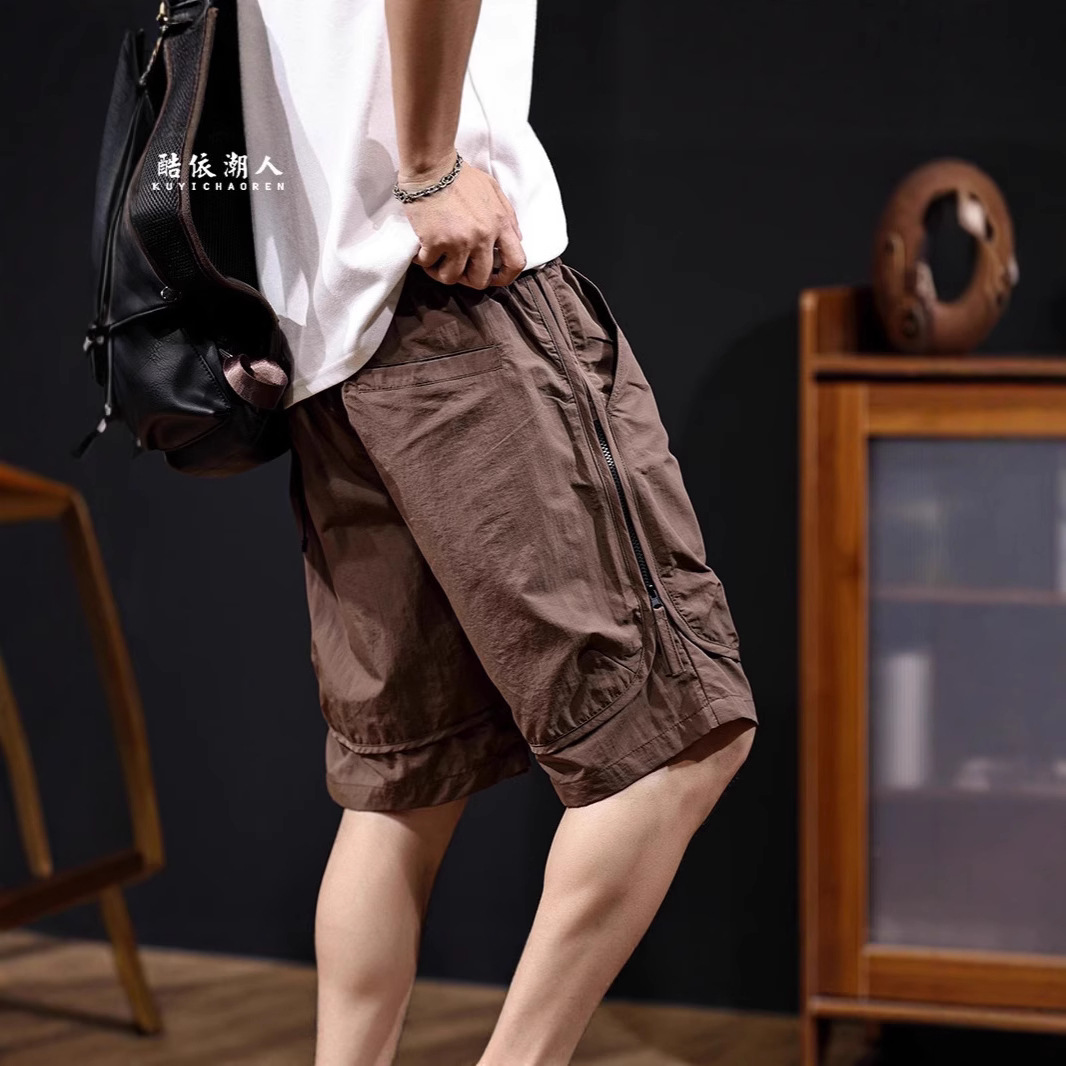 2025 새로운 아이스 실크 빠른 건조 야외 캐주얼 반바지 남성 여름 의상 패션 브랜드 플러스 사이즈 남성 5 점 바지 얇은