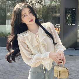 2026年春季新款小个子设计感小众衬衣上衣女百搭温柔甜美长袖衬衫
