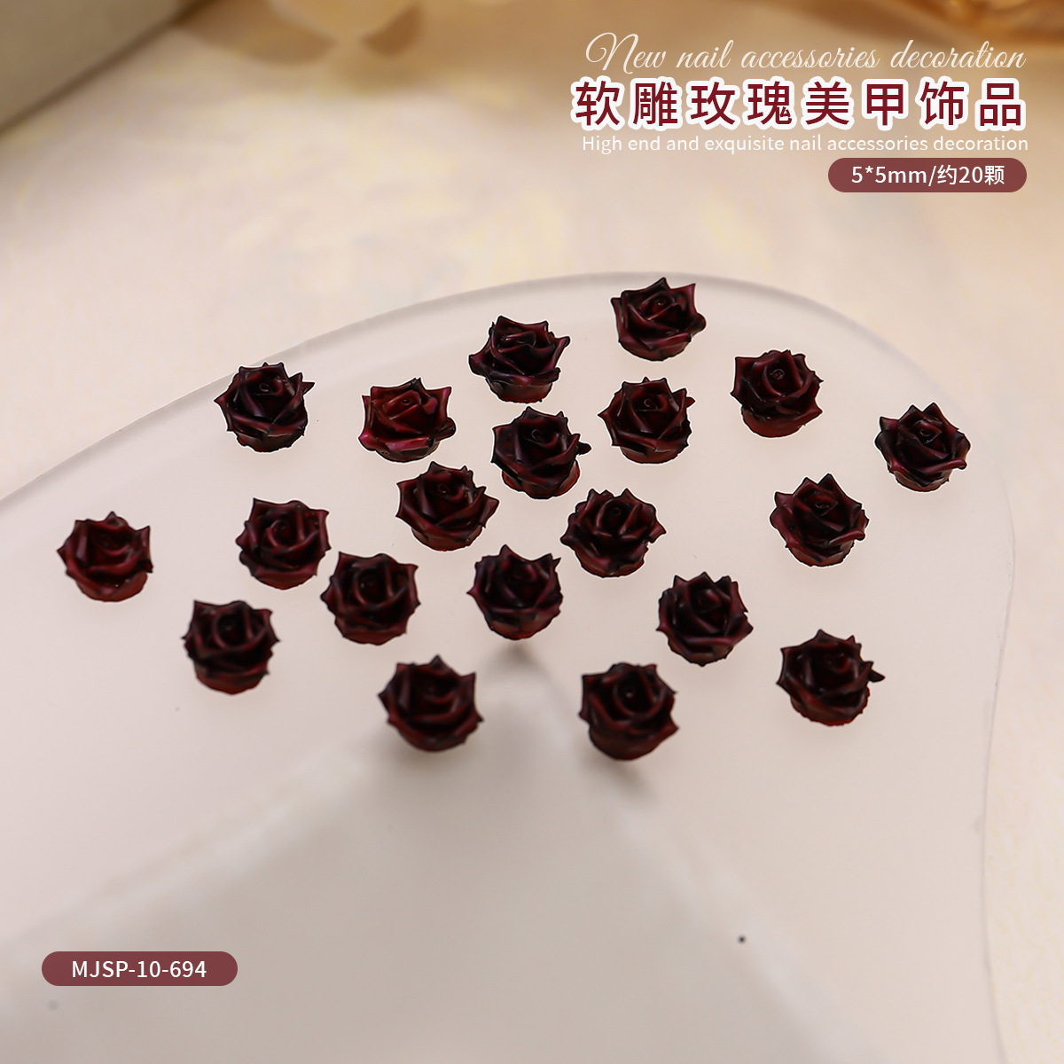 Nueva imitación de joyas de uñas rosadas caliente camellia suave tallada perforación de uñas red rojo para usar accesorios de uñas image 18