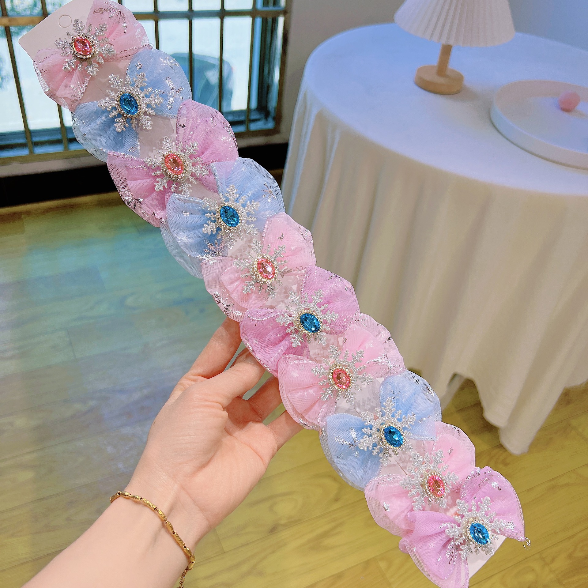 Bow tie, hairgrip, cards, with gem, with snowflakes, 10 pieces