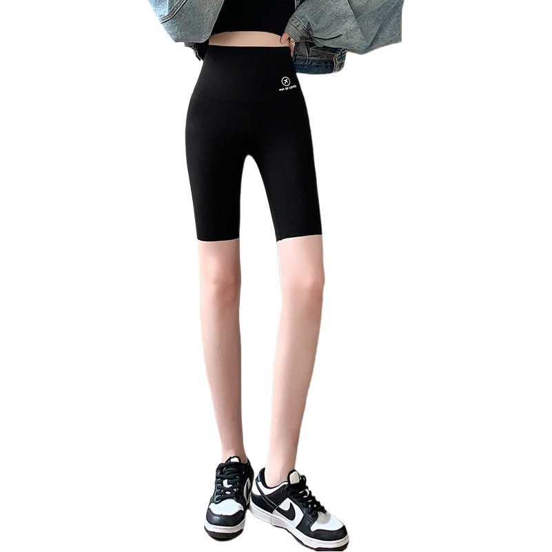Pantalones de tiburón recortada verano Delgado negro cintura alta vientre contratación desgaste exterior polainas mujer yoga deportes aviones Barbie Pantalones image 1