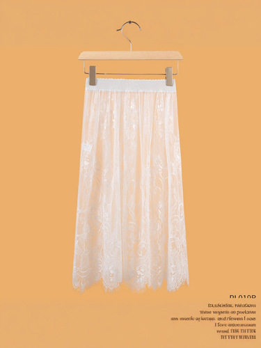 New style lace base skirt gauze skirt single-layer transparent mesh skirt mid-long skirt see-through cover dress for women