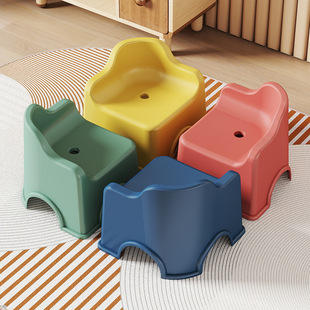 Baby Children's Plastic Small Stool Backrest Chair Thickened Baby Dining Chair Small Chair Bench Bath Stool Strong and Durable