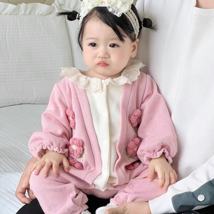 女婴儿衣服宝宝秋装连体超萌公主哈衣满月百天外套春秋季外出爬服|undefined