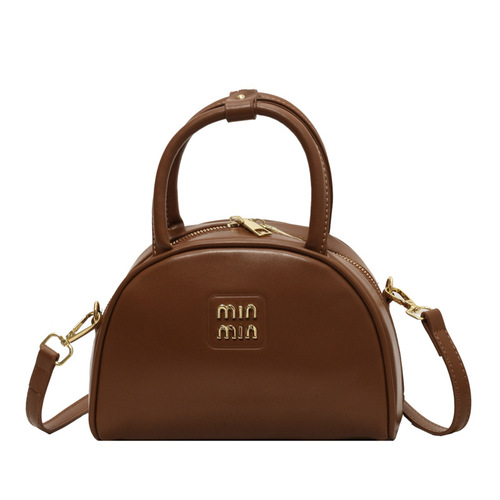 Maillard Retro Portable Bowling Bag Women's 2024 Solid Color New Trendy Korean Style Pillow Bag Versatile Crossbody Bag