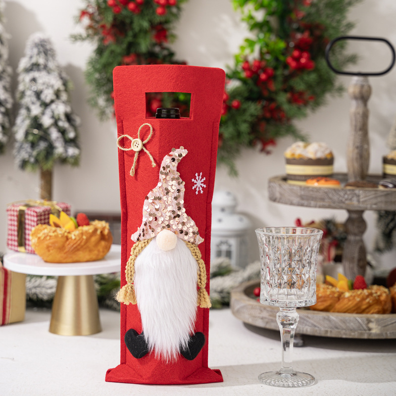 豪貝の新型クリスマス装飾ルドルフ酒瓶袋クリスマス酒瓶カバーパーティー装飾小人酒瓶カバー|undefined