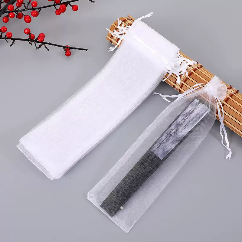 工厂现货批发7*27白色扇子网纱袋