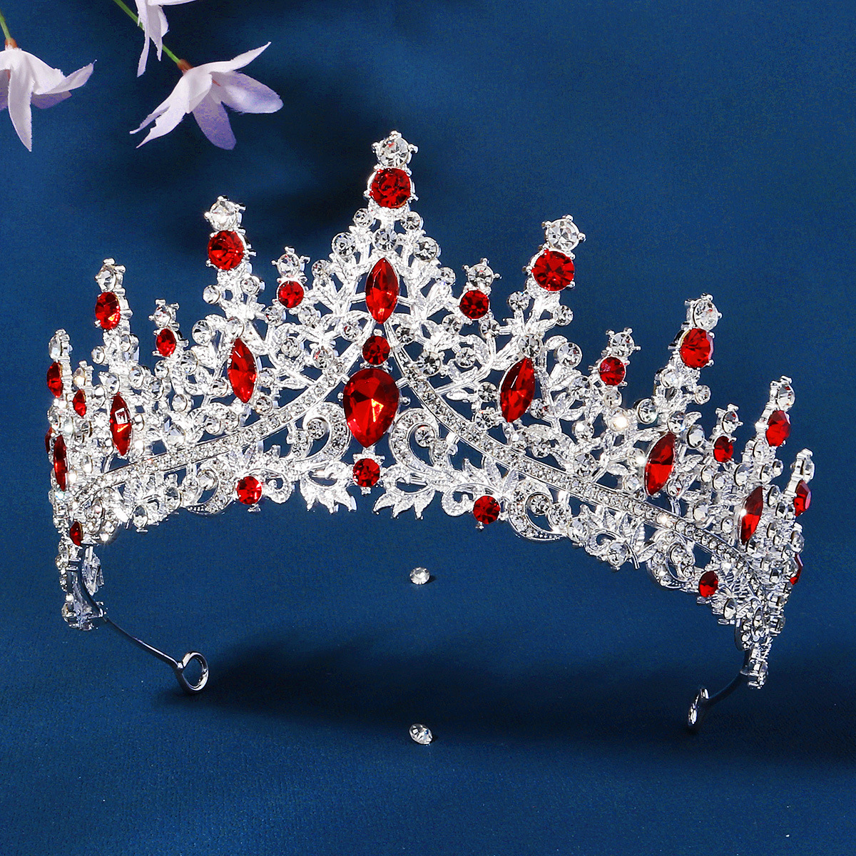 Inlay Design Retro Style Retro Women'S Adults Colorful Crown Alloy Inlay Rhinestones Crown