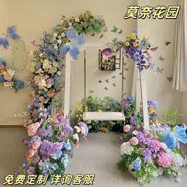 莫奈花园造景仿真花瀑布墙花艺美陈橱窗瀑布花户外网红打卡装饰花