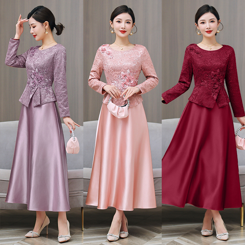 Yqwl5679 New Chinese Style Wedding Banquet Dress 2025 Winter New Elegant Elegant Mother-In-Law Toast Dress