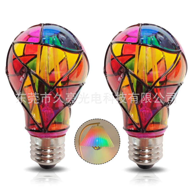 Hand-Painted DIY Decorative Light Bulb 6W Christmas Atmosphere Light A60 Colorful 230V Edison Light Bulb Multicolor Hand-Painted DIY Decorative Light Bulb 6W Christmas Atmosphere Light A60 Colorful 230V Edison Light Bulb Multicolor