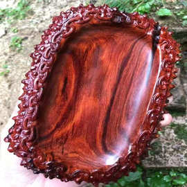 小叶紫檀水果盘中式红木雕刻干果托盘中国风实木家居茶几摆件