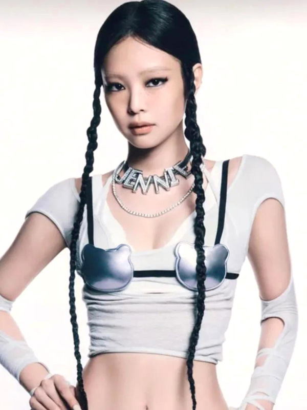 Jennie同款结构式分割镂空紧身假两件上衣甜酷辣妹风短款长袖T恤|undefined