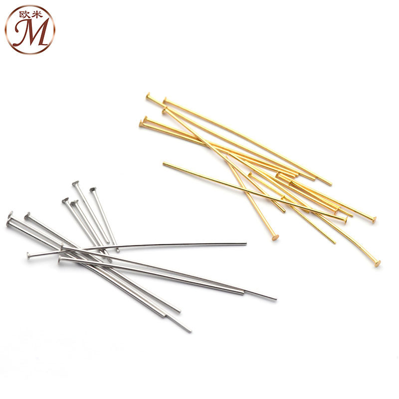 Acero inoxidable T-pin 0,5-0,7mm de diámetro de alambre gran cabeza pin con cuentas T-pin oro cabeza plana accesorios de la joyería de bricolaje