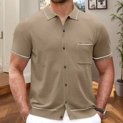 男性の夏の新型のニットの外国貿易の越境する紳士服の抗起球の氷のさわやかな糸のニットのpoloシャツsy0014