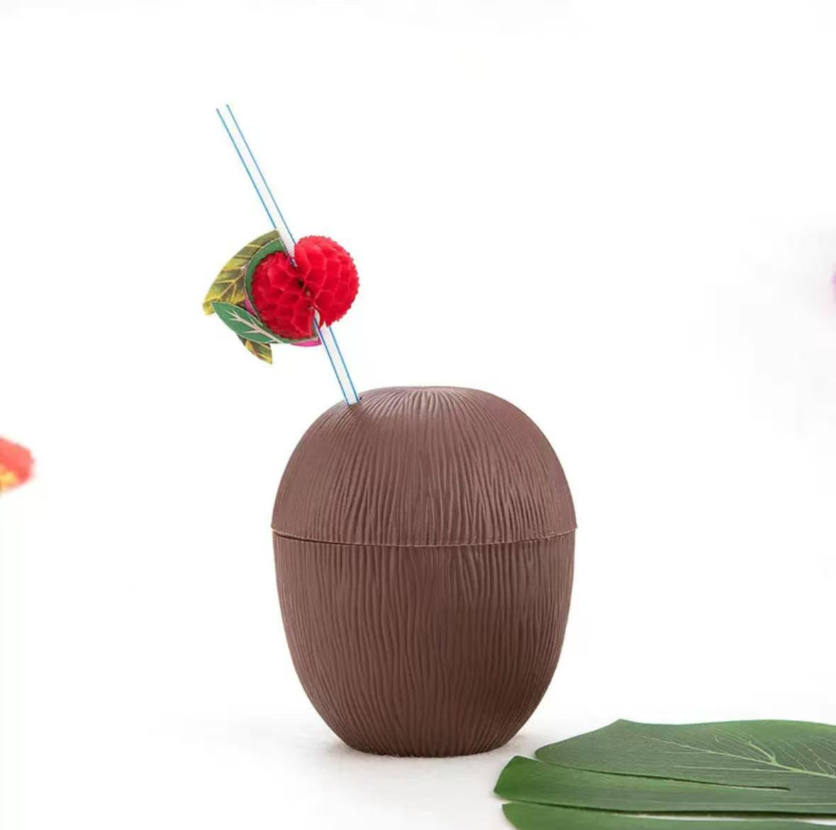 Transfronterizos Amazon Hot Sale Party Decoration Coconut Cups Hawaiian Wind Theme Party Drinking Cups Plastic Jugo de Coco Cup