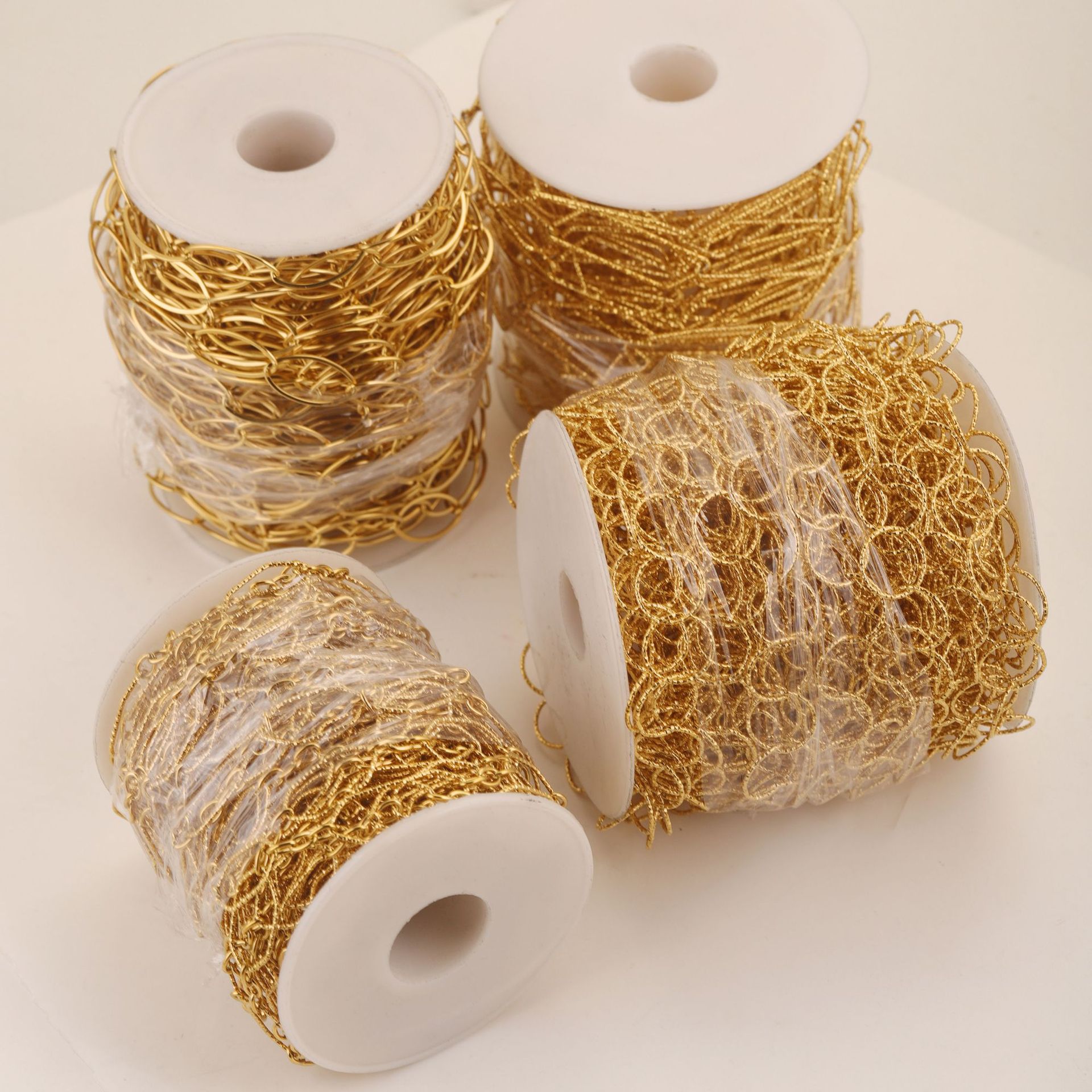 Europa y los Estados Unidos transfronterizos simple gran cadena chapado 18K oro real coreano cadena hecha a mano diy joyería accesorios collar pulsera