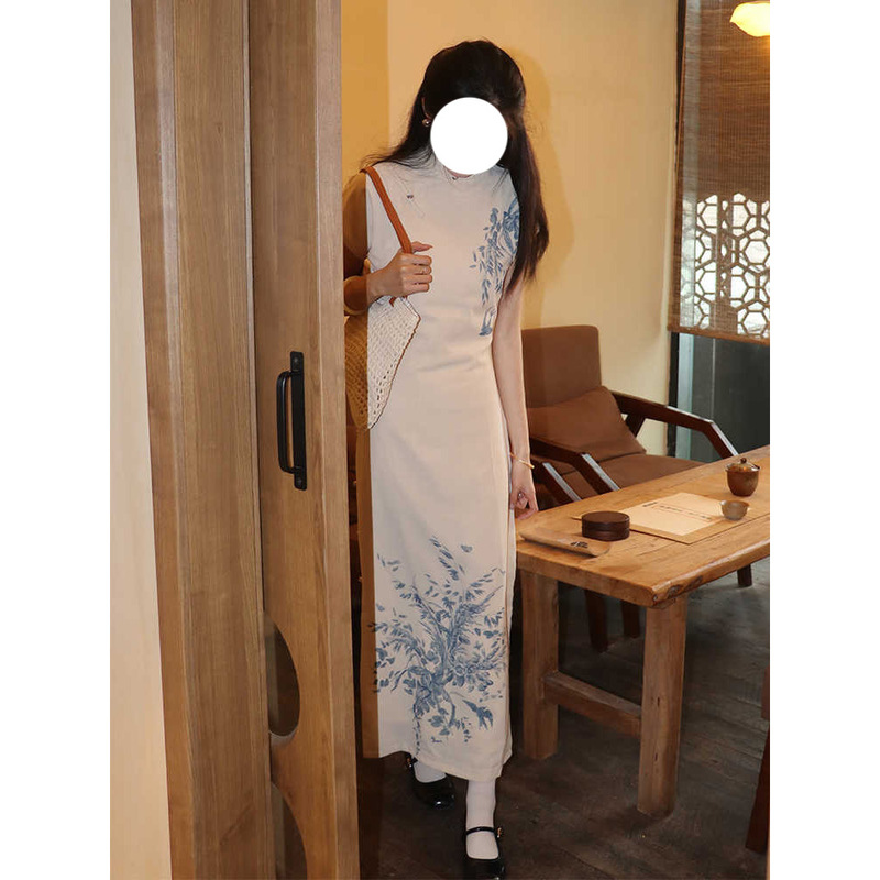 Yan Guilai 古代中国風の新しいチャイナドレス 2025 新しい文学中華民国スタイルの夏のエレガントな女性のスカート|undefined