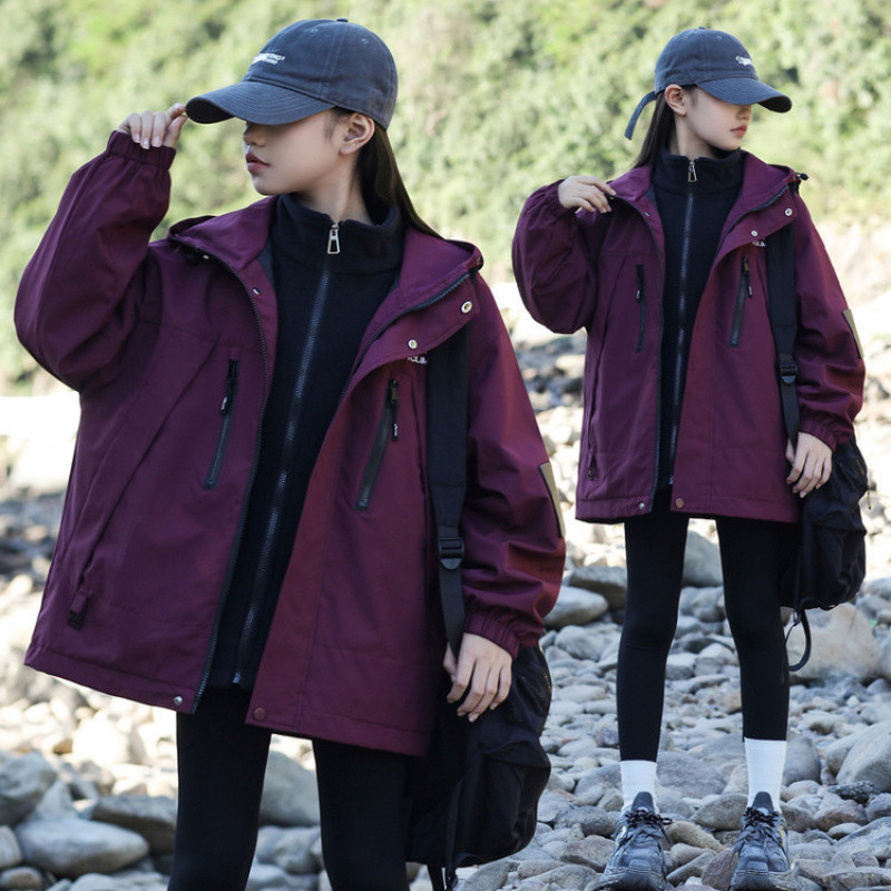 Zhili children's outdoor breathable waterproof windproof warm wear-resistant scratch-resistant windbreaker for girls, spring and autumn casual style