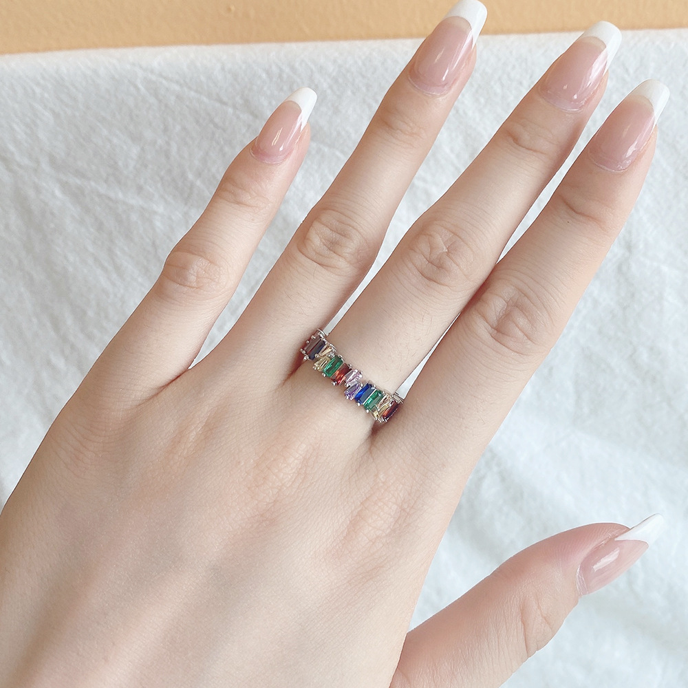 Glam Geometric Silver Plating Zircon Rings