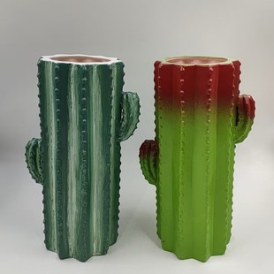 Cactus Hand-Painted Ceramic Vase Flower Home Decoration Ornaments Living Room Tv Cabinet Flower Arrangement Scandinavian Style Ornaments Vase