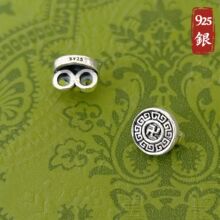 s925纯银国风藏银通孔散珠 古风手串项链编绳隔珠串珠diy饰品配件