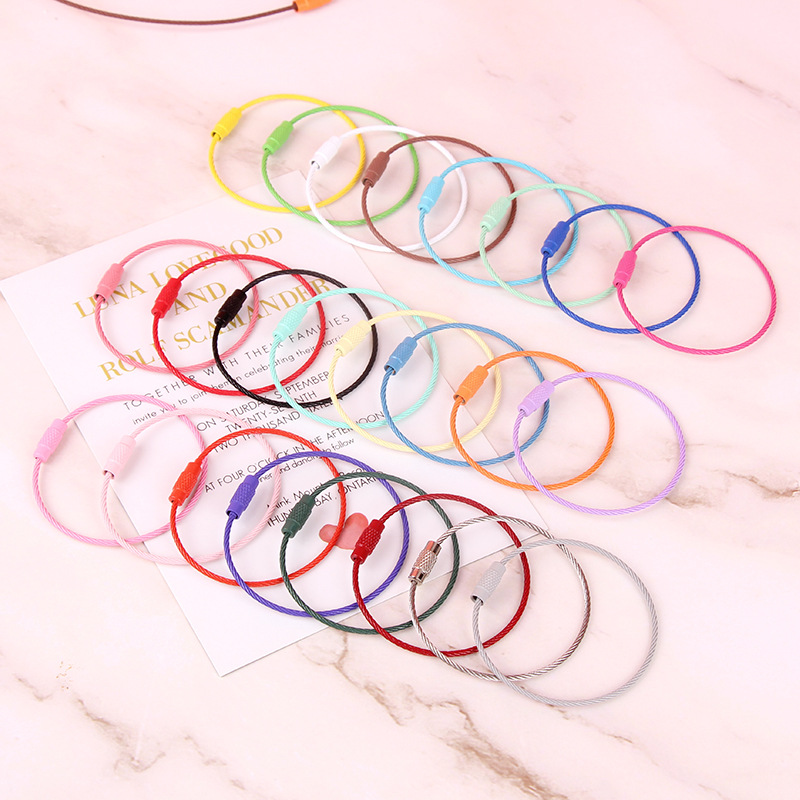Accessory, steel wire, rotating keychain, DIY, with buttons
