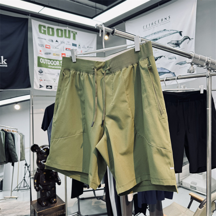 Summer men's and women's outdoor water-repellent 3D vertical cutting stretch quick-drying breathable comfortable running sports leisure shorts