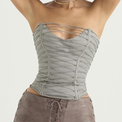 Cross-border European and American sweet and spicy women's clothing new product sexy sexy slim backless tube top vest short hot girl tops for women