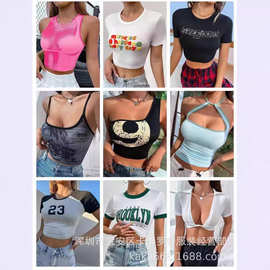 新款欧美跨境性感上衣衣服辣妹背心t恤外贸SHEIN女装T-Shirt