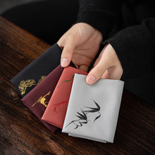 一品造物日式双面绒吸水茶巾干洁方茶垫手绘餐巾养壶巾茶道配件