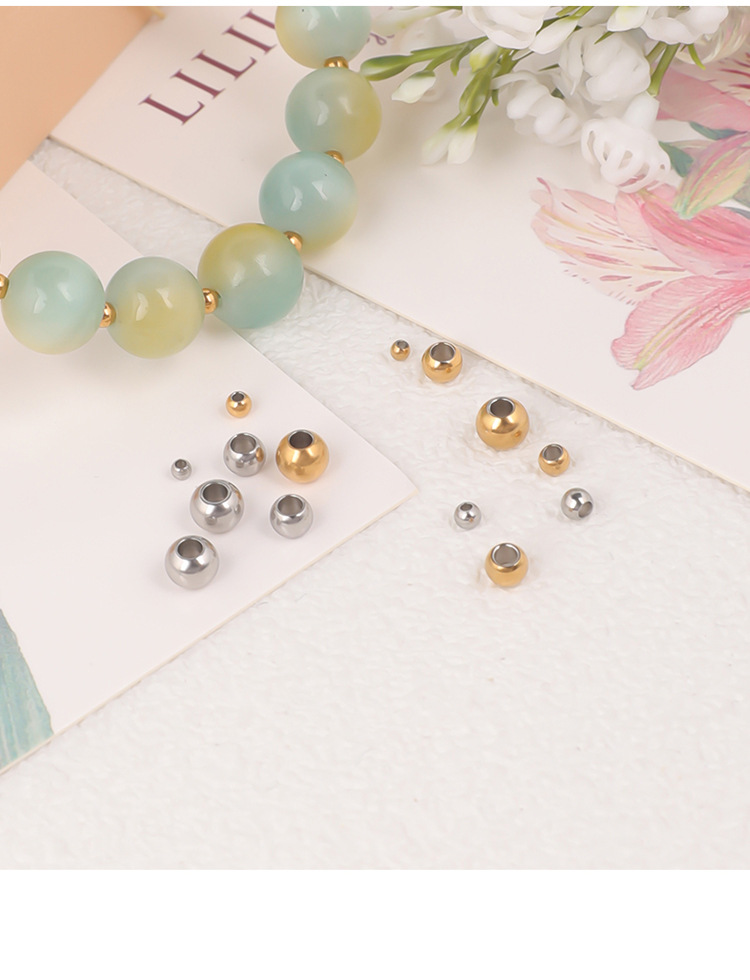 in stock stainless steel beads diy bracelet round beads beaded necklace beads titanium steel beads loose beads non-fading beads