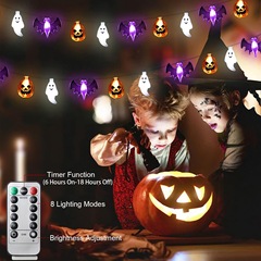クロスボーダーハロウィンライトストリング小さなカボチャゴーストバットライトストリング屋外 LED ハロウィンデーライトパーティー装飾ライト