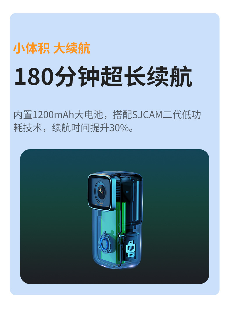 Suitable for Sjcam Speedy C200 Thumb Sports Camera Motorcycle Driving Recorder Camera 360 Panoramic High