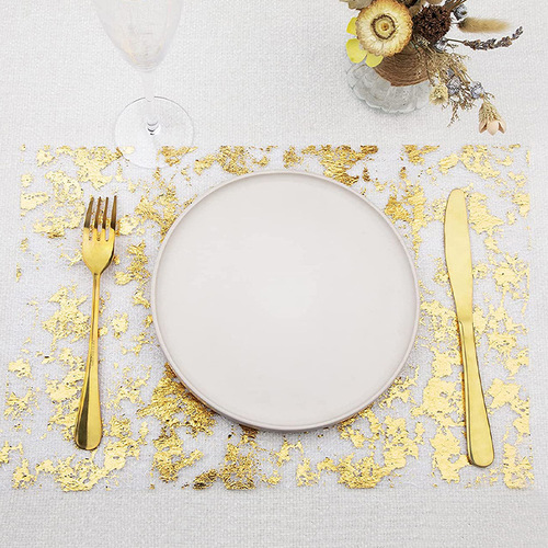 Amazon Cross-border gold foil net table flag holiday party wedding decoration material luxury gold table flag