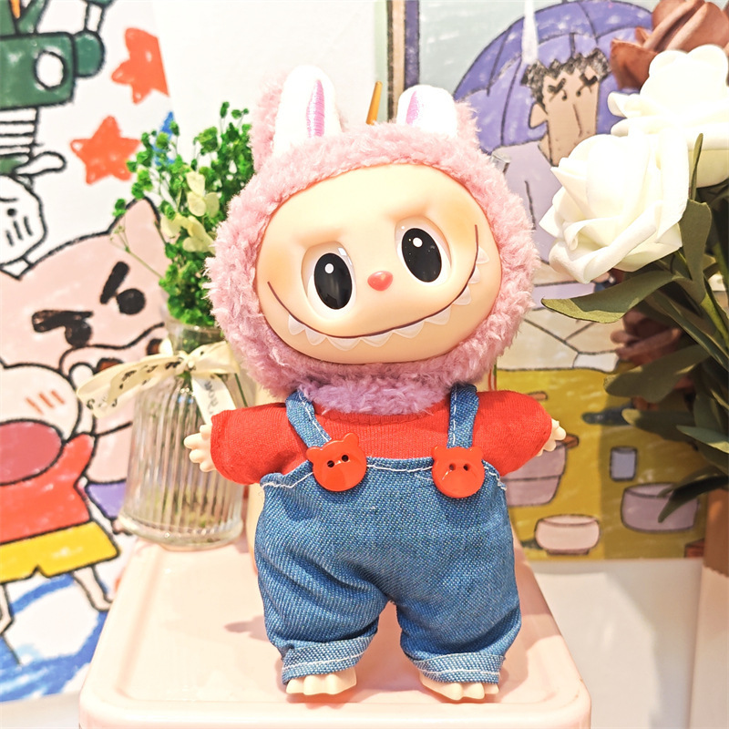 Labubu ベビー服ビニールラブブ 17 センチメートル人形かわいいドレスアップカジュアルスーツスカートぬいぐるみ服|undefined