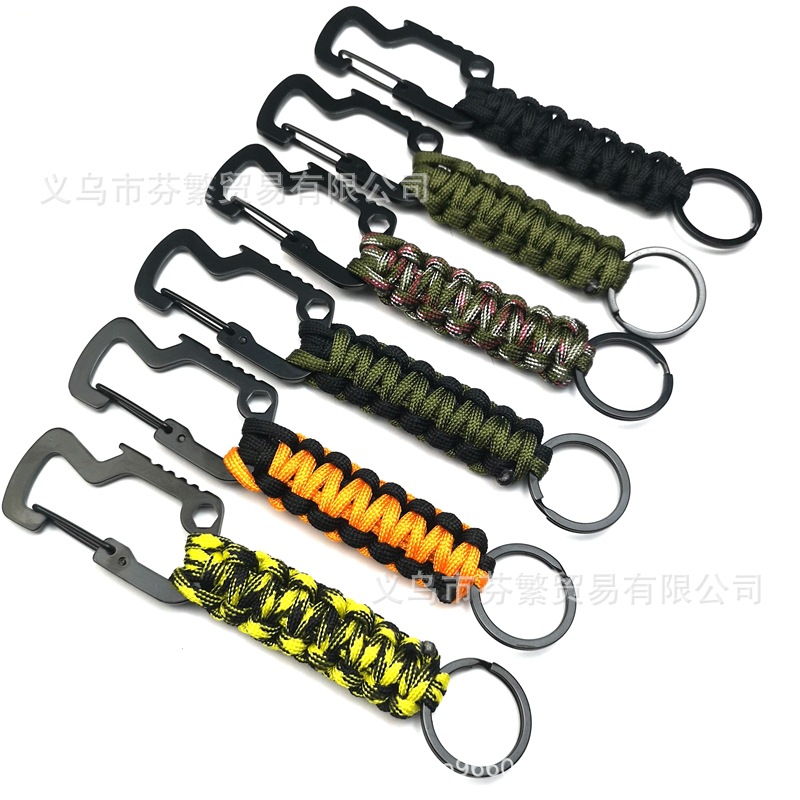Hot Sale Outdoor Camping Tool Serrated Climbing Hook Finger Paracord Keychain Key Ring
